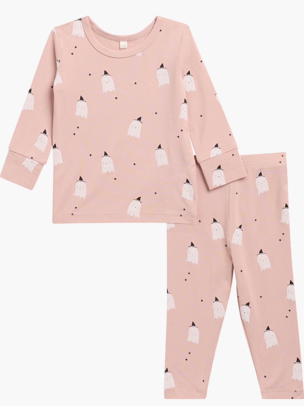 Quincy Mae Long Sleeve Pink Ghost Print Pajama Set